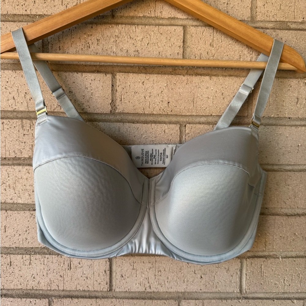 ThirdLove Matte and Shine Balconette Underwire Bra Sky Blue Sz 36F